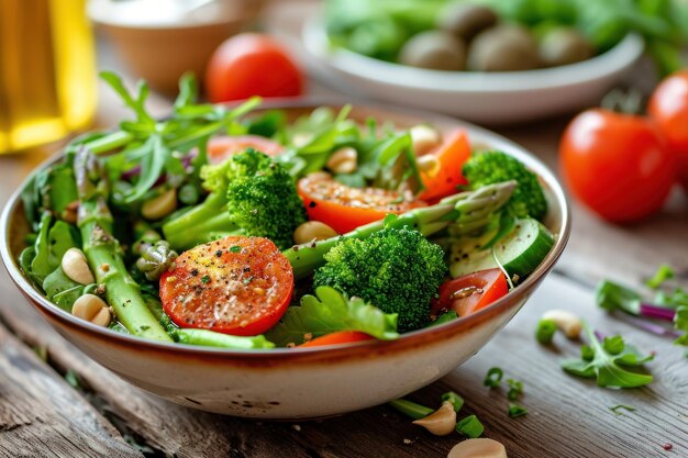 Salade végétarienne fraîche et saine avec tomate biologique Ai generative