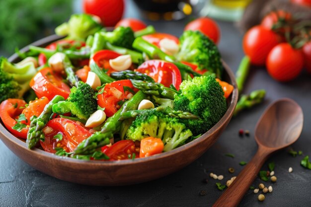 Salade végétarienne fraîche et saine avec tomate biologique Ai generative