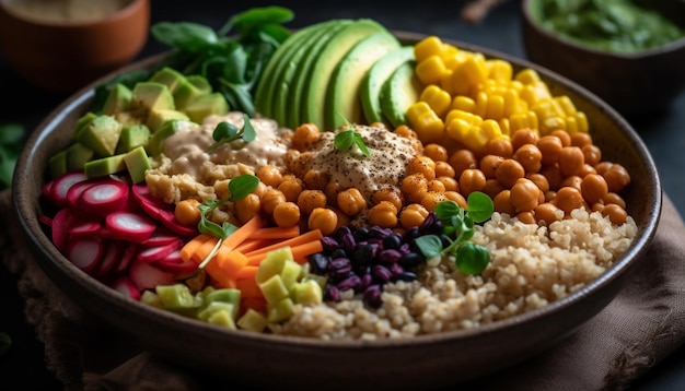 Salade végétarienne saine avec des ingrédients biologiques frais générés par l'IA