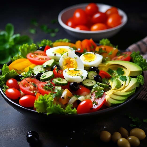 Salade verte aux crevettes royales frites