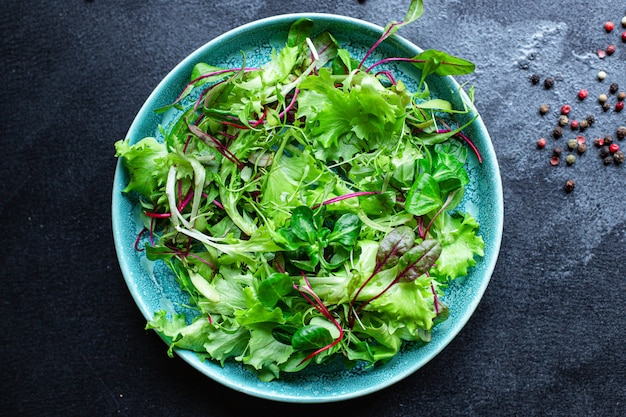 Salade verte mélange de laitue collation juteuse microgreen repas sain