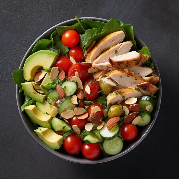 Une salade vibrante et colorée composée d'un mélange de légumes verts génératifs