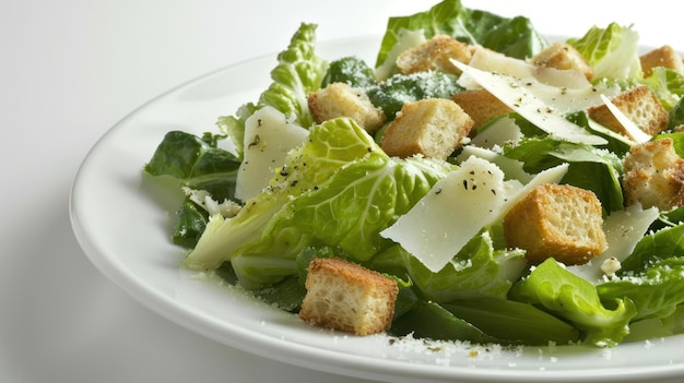 Salade vivante d'une vue angulaire sur un fond blanc propre