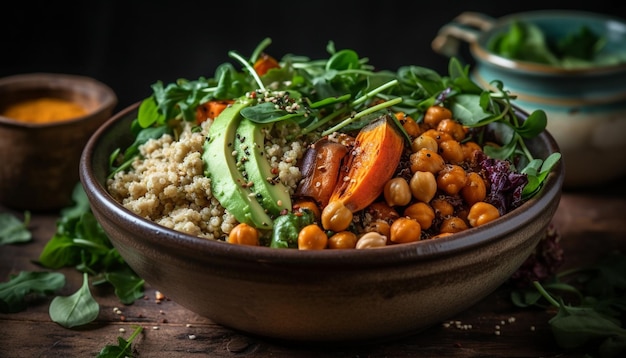 Saladier frais aux légumes bio et quinoa généré par IA