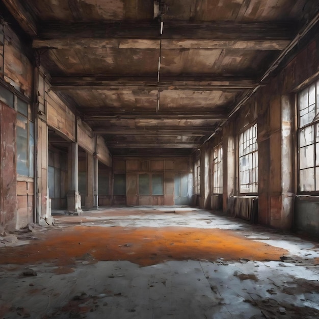 Une salle d'architecture urbaine dégradée.