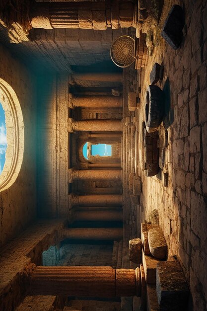 Salle au trésor des ruines antiques du métaverse Découverte archéologique virtuelle