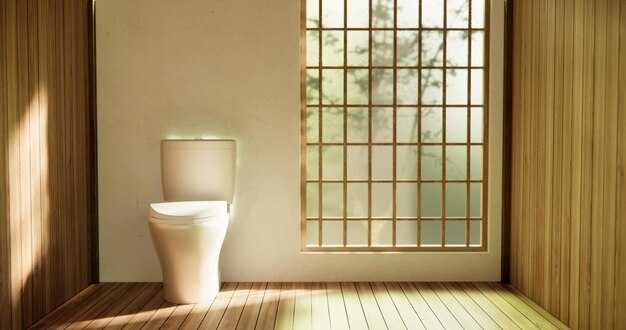 Photo la salle de bain japonaise en bois est de style onsen moderne et minimal.