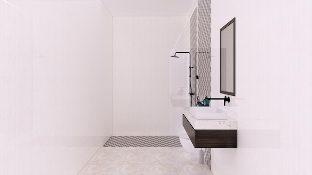 Salle de bain avec lavabo, douche et toilettes