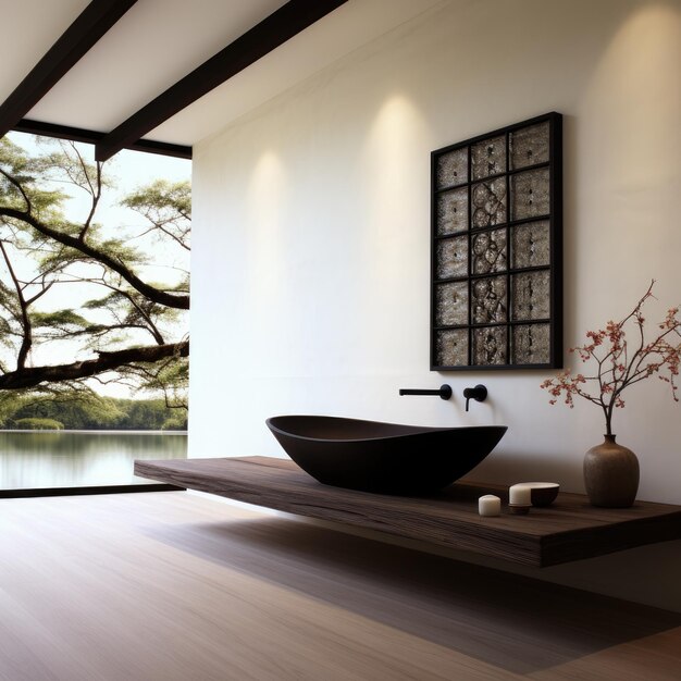 Salle de bain minimaliste avec lavabo