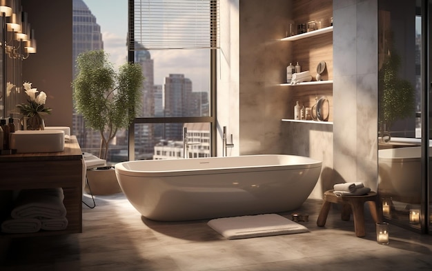 Salle de bain minimaliste moderne AI