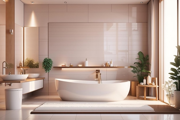 Salle de bain minimaliste moderne avec baignoire