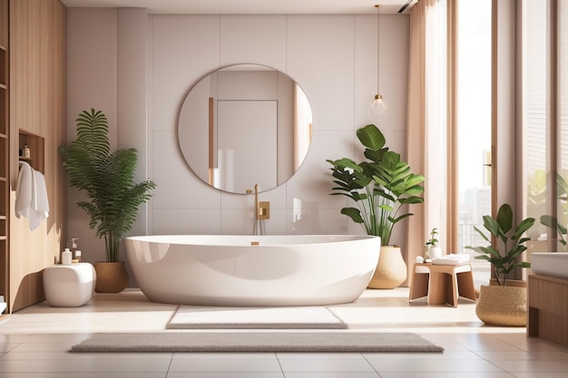 Salle de bain minimaliste moderne avec baignoire