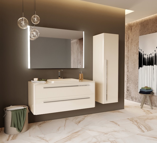 Photo salle de bain moderne avec mobilier