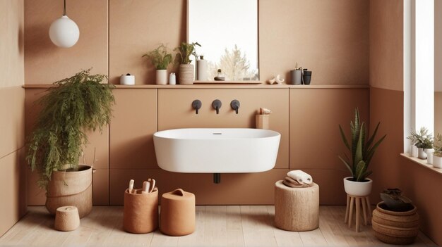 salle de bain scandinave avec baignoire