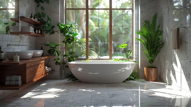 salle de bain de style scandinave lignes propres et lumière naturelle