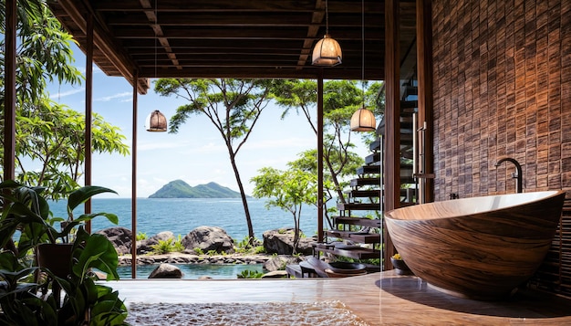 La salle de bain avec vue sur la montagne de Seand