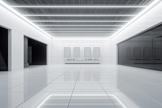 Une salle blanche vide au design minimaliste Generative AI