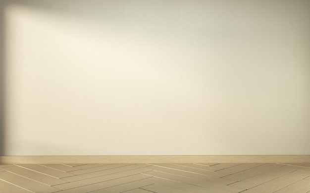 Salle blanche vide sur le design d'intérieur de plancher en bois. Rendu 3D