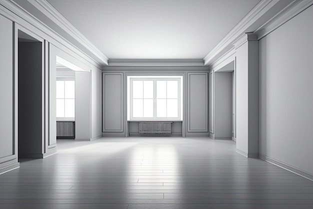 Photo une salle blanche vide avec un simple banc