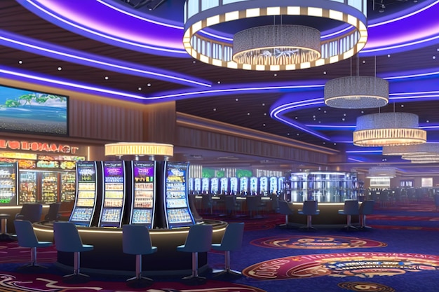 Salle de casino avec machines à sous