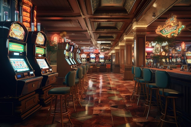 Salle de casino avec machines à sous