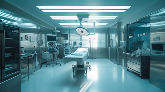 Photo une salle de chirurgie futuriste embrassée par un rayonnement naturel