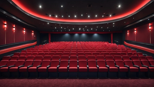 Une salle de cinéma avec des sièges rouges