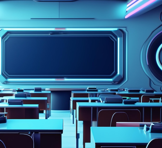 salle de classe cinématographique innovante et futuriste