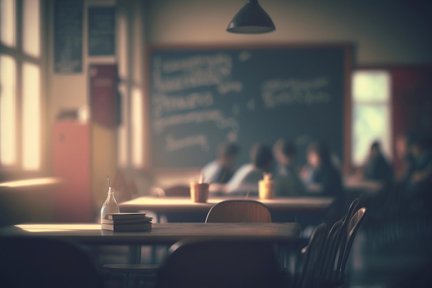 Salle de classe dans un fond flou IA générative