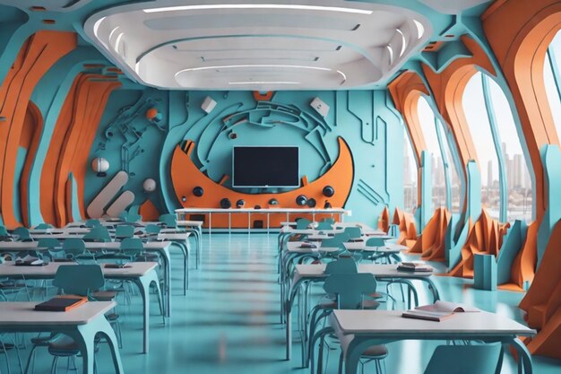 Photo salle de classe d'école futuriste abstraite