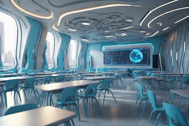 Salle de classe d'école futuriste abstraite