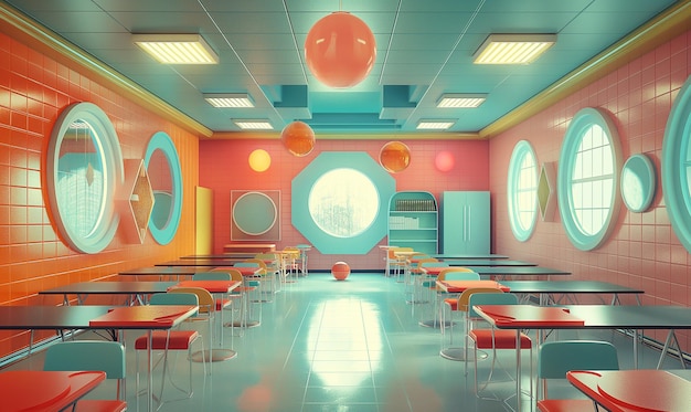 Salle de classe d'école futuriste abstraite