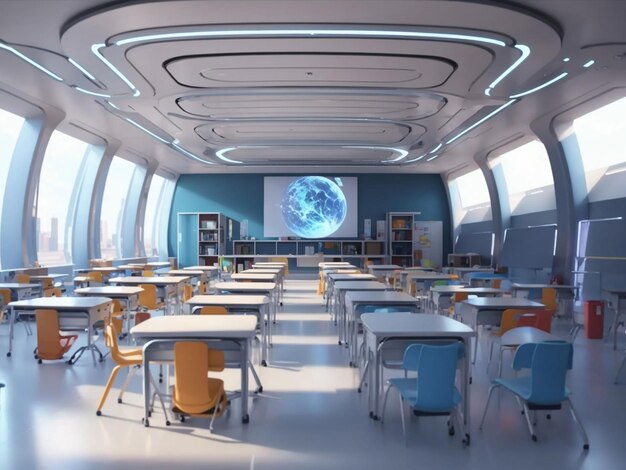 Salle de classe d'école futuriste abstraite