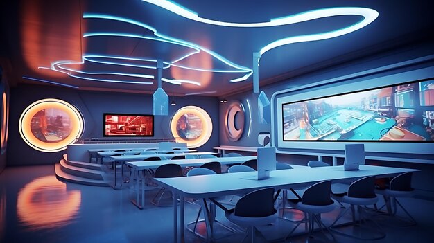 Photo salle de classe d'école futuriste abstraite