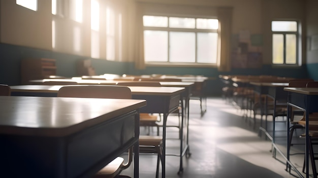 Une salle de classe avec une fenêtre