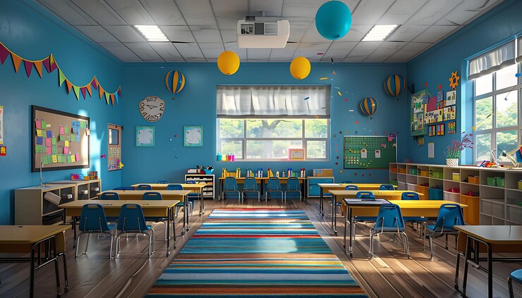 Photo une salle de classe joyeuse pour la nouvelle année scolaire