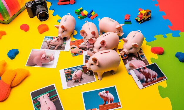 Photo une salle de classe ludique avec des photos de cochons