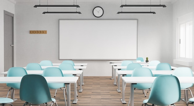 salle de classe avec tableau blanc