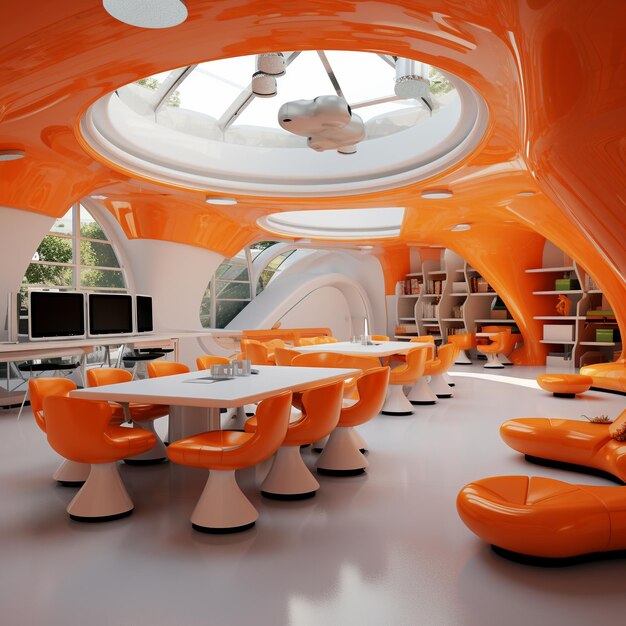 Photo une salle de classe universitaire de design moderne de style futuriste