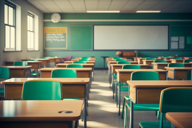 salle de classe vide et décentrée