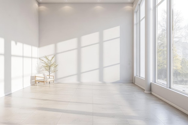 Une salle de classe vide minimaliste avec des meubles modernes