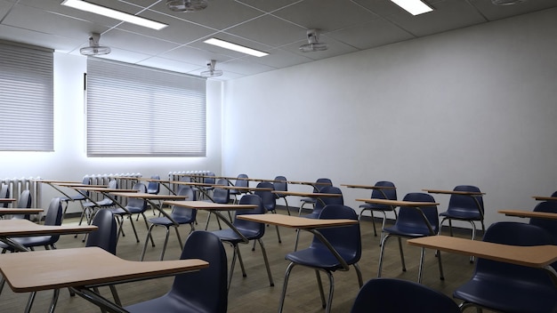 Salle de classe vide sans rendu 3d étudiant