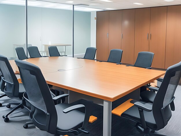 Une salle de conférence avec un bureau