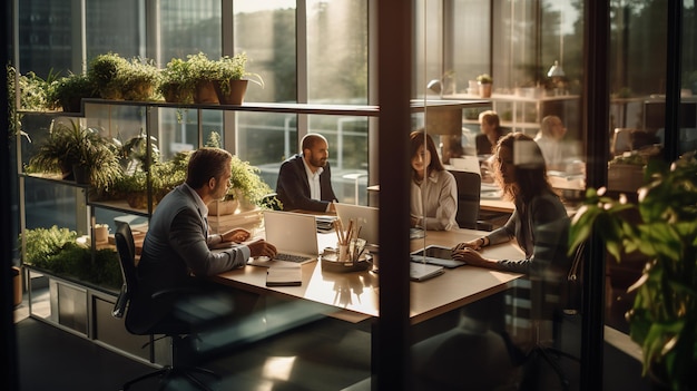 salle de conférence avec des employés de bureau