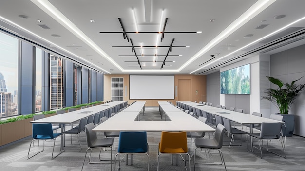 Salle de conférence moderne avec longue table