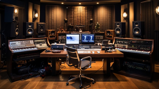 Salle de contrôle du studio d'enregistrement