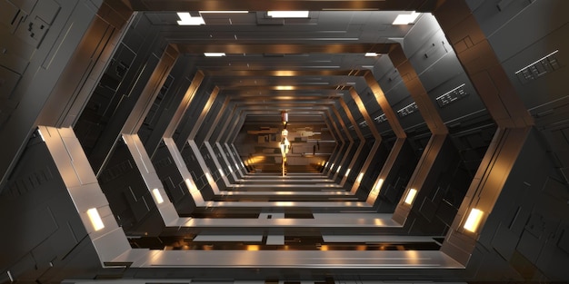 Salle de couloir scifi futuriste Concept d'intérieur de style de fond futur moderne rendu 3d