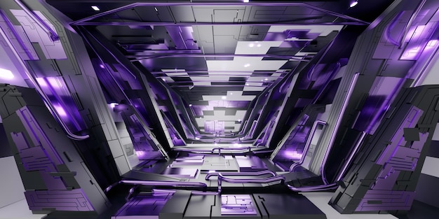 Salle de couloir scifi futuriste Concept d'intérieur de style de fond futur moderne rendu 3d