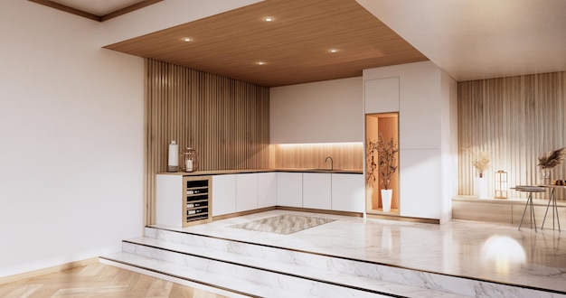 Salle de cuisine style japonais. Rendu 3D