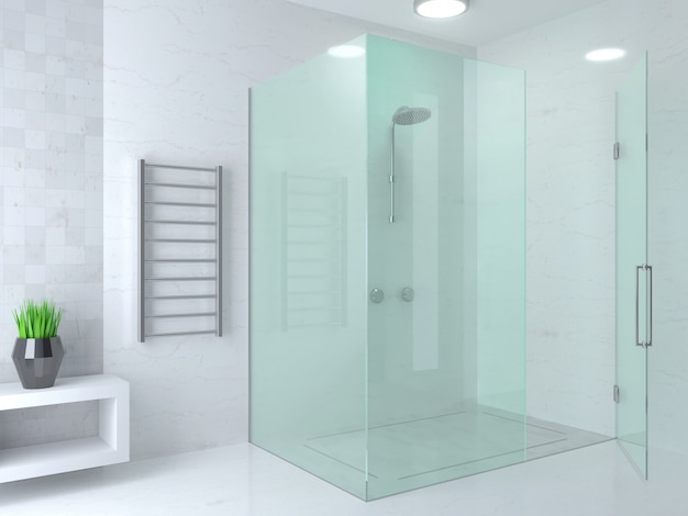 Salle de douche moderne en verre clair